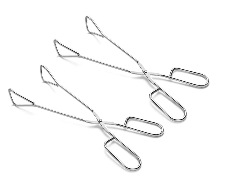 11" Heavy Duty Stainless Steel Kitchen Scissor Tongs with Comfortable Ergonomic Grip (2 Count)