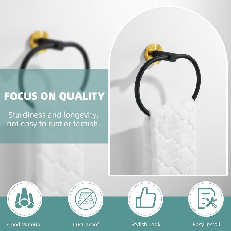 Towel Ring Gold and Black