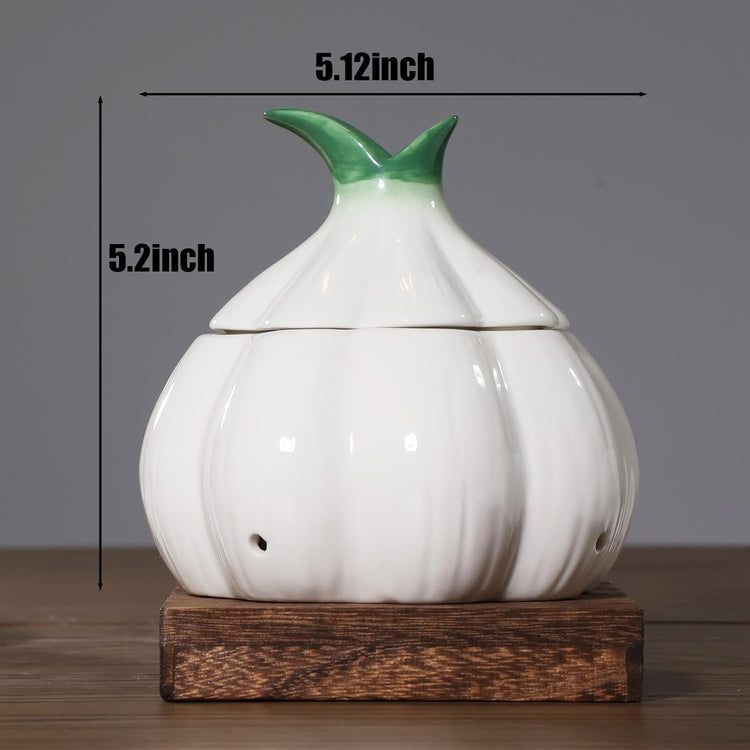 TOIVO Garlic Keeper for Counter,with Lid and Holes GarlicSaver,Garlic Holder Storage Container toKeep (white)