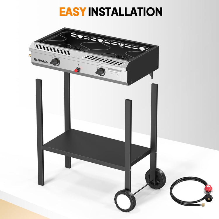 2 Burner Outdoor Propane Gas Stove with Auto