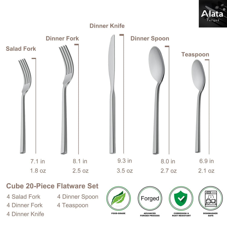 Cube 20 Piece Forged Flatware Set (4 Count)