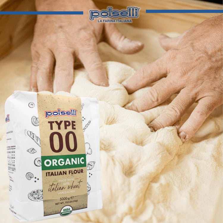 POLSELLI Organic Flour, Type 00, 100% Italian Grain, Double Zero Flour, OO Extra Fine, BIO, Neapolitan Italian Pizza, Bread, Pasta, All Natural, Unbleached, All-Purpose Flour, Unbromated, No Additives - Nestoria
