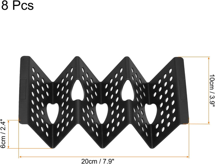 uxcell 8 Pcs Taco Holder Stand, Plastic Taco Plates Hold Up to 3 Tacos, Hollow Carved Taco Shell Holder, Dishwasher Microwave Safe, Black
