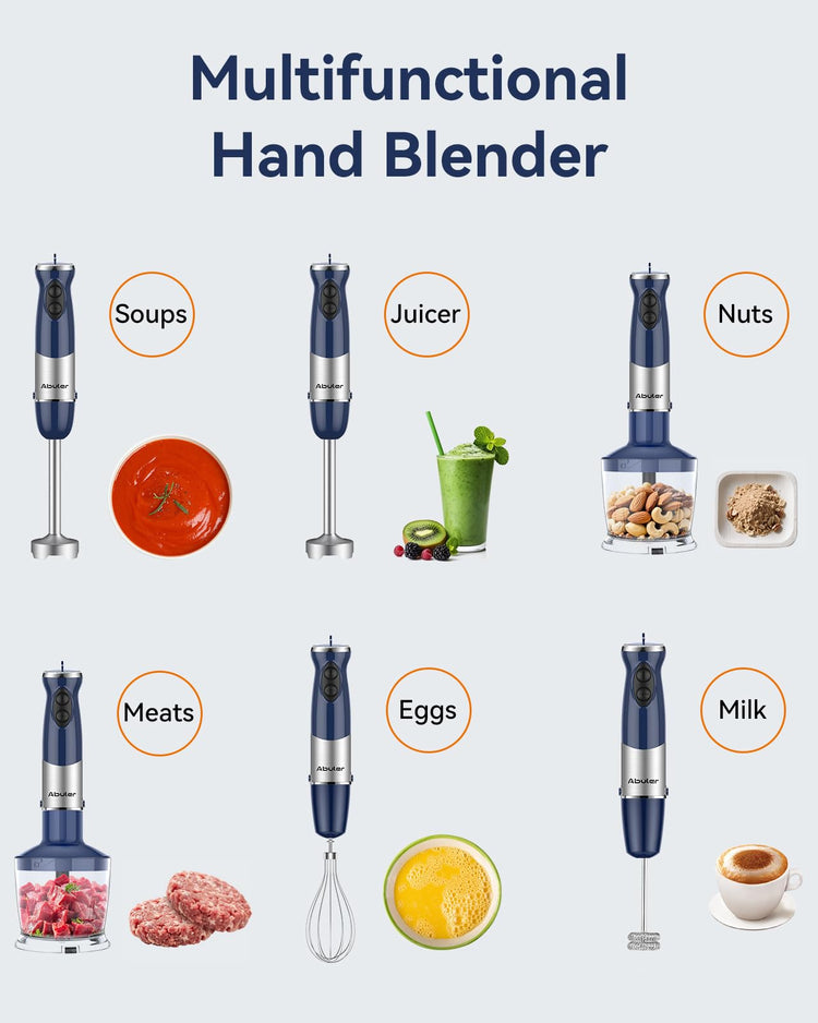 Immersion Blender Handheld 1000W 5 in 1 Corded Stick Hand Blender Kitchen with 12 Speed