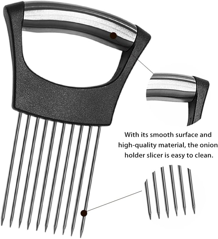 Stainless Steel Onion Holder for Slicing ,Meat Tenderizer,Fruits Vegetable Onion Cutter for Slicing and Storage of Avocados Lemon Potato Tomato and Other Meat Stalking Fork