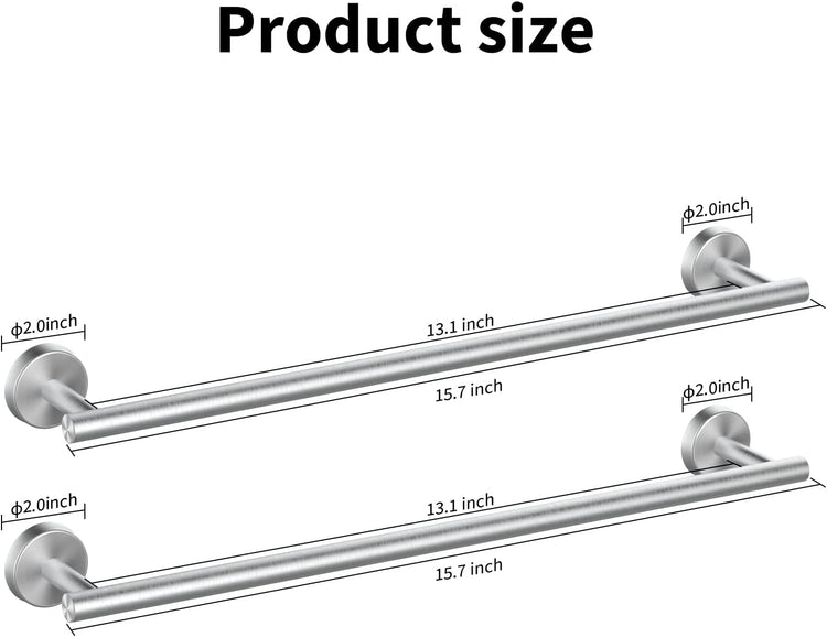 Cilee 2 Pieces Brushed Nickel Bathroom Towel Bar, 16 Inch Double Towel Racks,Bathroom Towel Holder Towel Hanger for Bathroom Stainless Steel Wall Mount