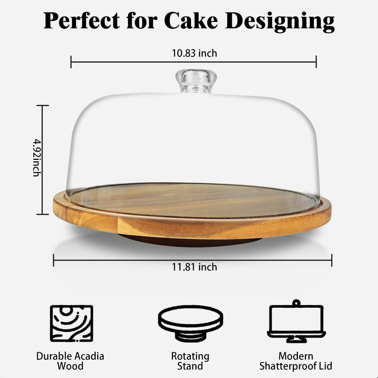 Wood Cake Stand with Lid
