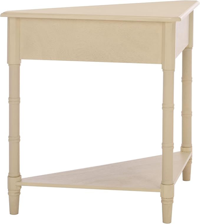 SAFAVIEH Home Collection – Gomez Sand Corner Table, 1-Drawer Space-Saving Triangle Accent Table, Classic Turned-Leg Design (AMH5709G)