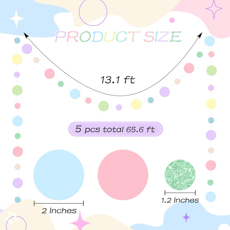 5 Pieces Circle Garland Party Paper Dot Banners (5 Count)