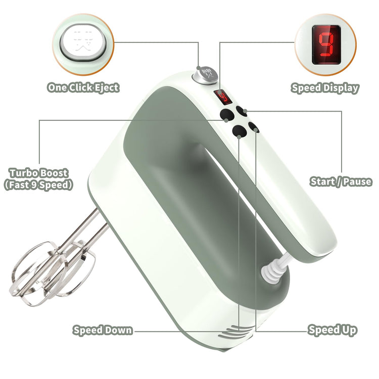 9 Speed Digital Hand Mixer Electric
