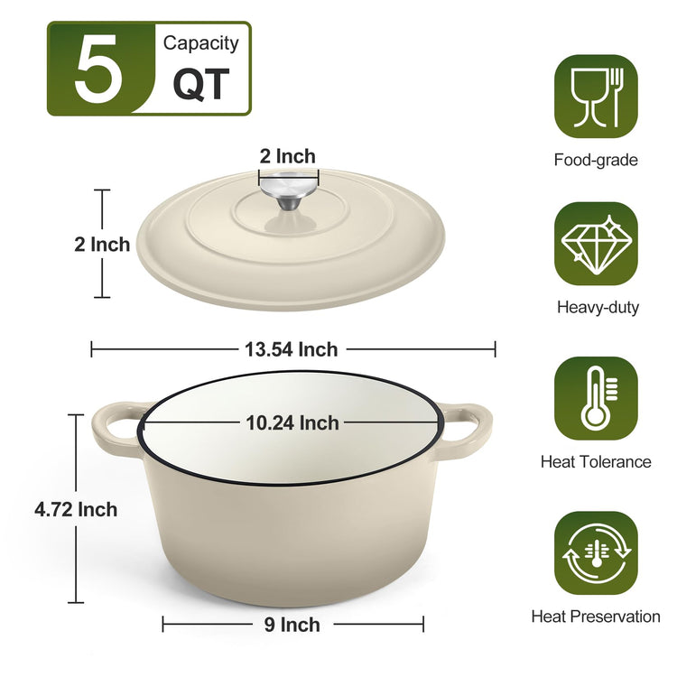 5QT Enameled Dutch Oven