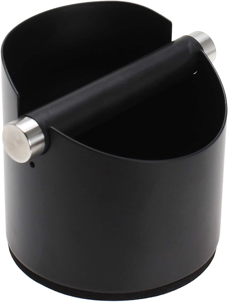 DIBTSA Espresso Knock Box, Stainless Steel Coffee Grounds Knock Box, With Removable Knock Bar and Non-Slip Rubber Base (Black)
