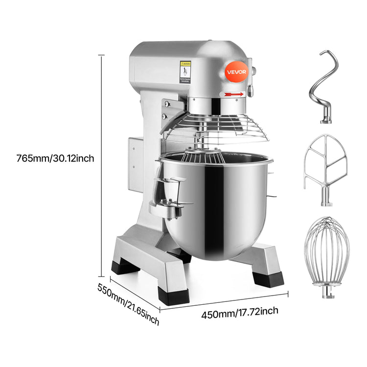 30Qt Commercial Food Mixer Timing Function 1250W Commercial Mixer