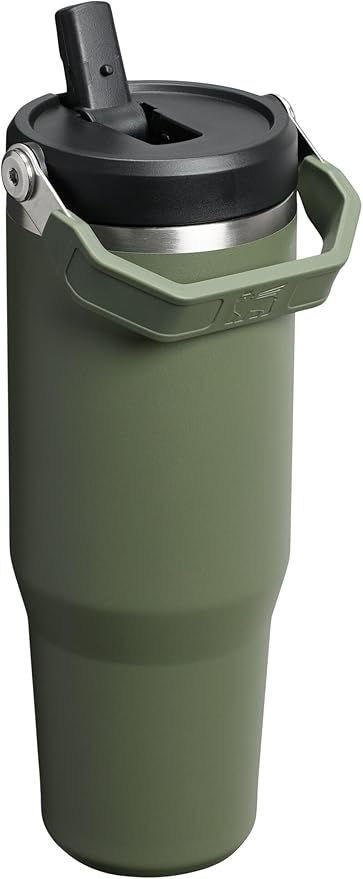 STANLEY IceFlow 2.0 Flip Straw Tumbler with Handle 30 oz | Twist On Lid and Flip Up Straw | Leakproof Water Bottle | Insulated Stainless Steel | BPA-Free | Dried Pine