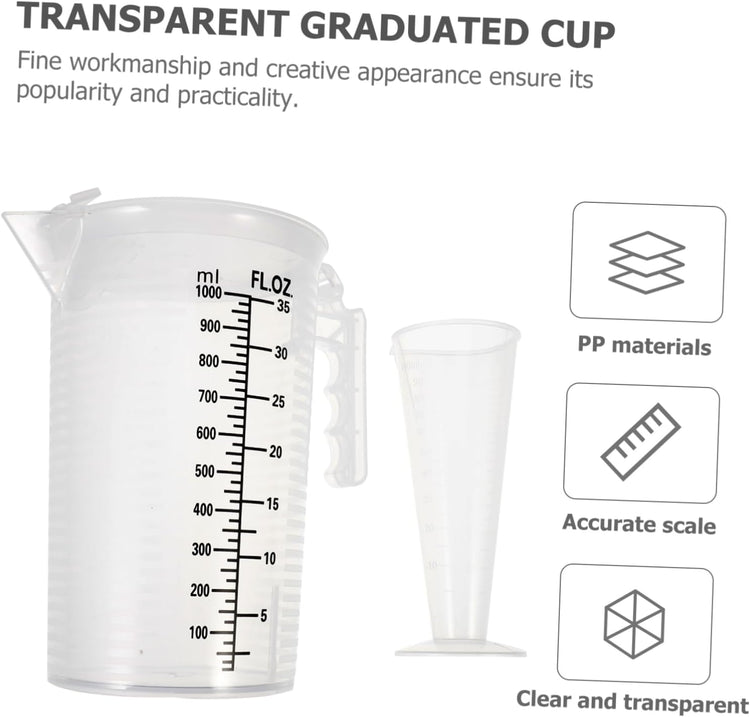 iplusmile 2Pcs Plastic Measuring Cups with Lids Liquid Measuring Jug Set 6.88X6.69X4.52 Inches Kitchen Tools for Motor Oil and Cooking