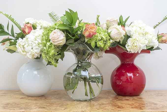 Hibiscus Glass Red Medium Fluted Vase