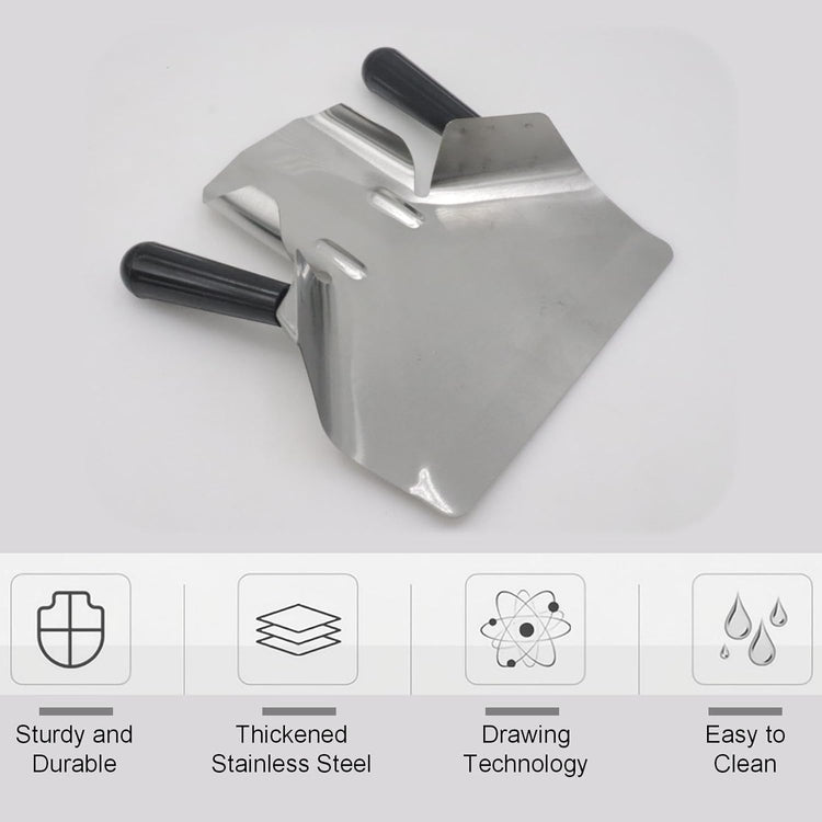 Stainless Steel French Fry Scoop, Dual Handle Popcorn Bagger Tool for Snacks/Ice/Desserts