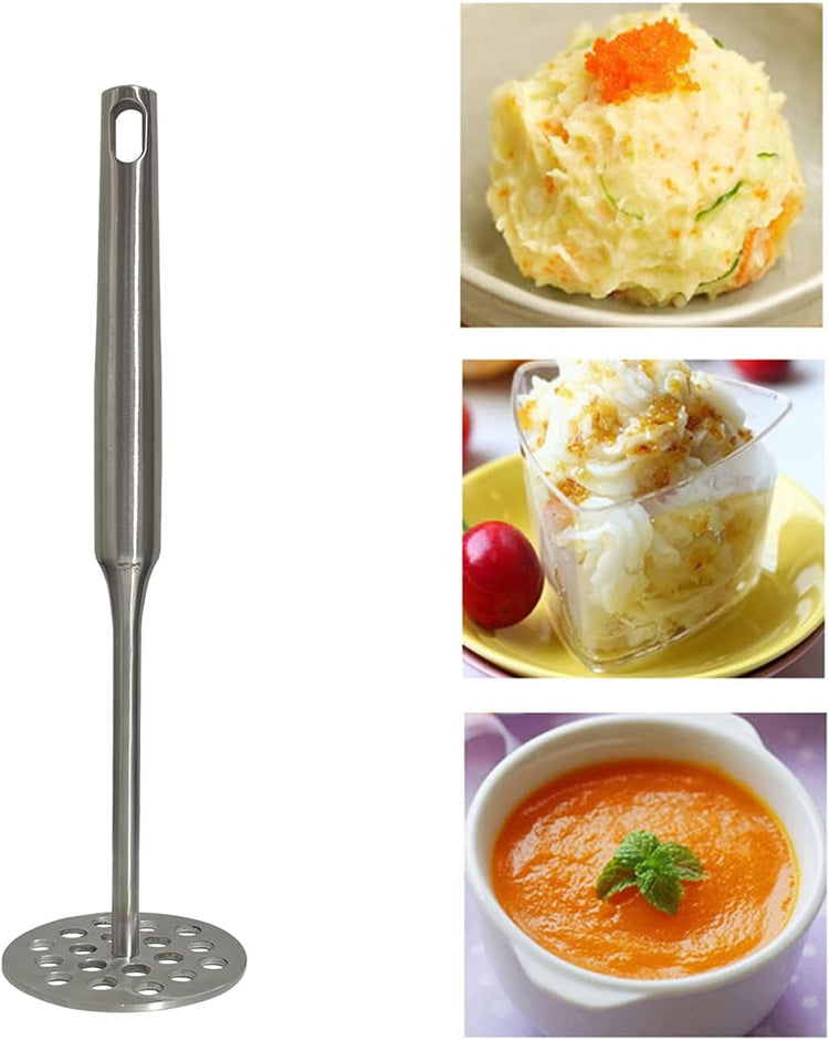 Potato Masher, Stainless Steel Potato Masher,Large Heavy Duty Metal Mashing Utensil,Silver,1 Pieces,7.87 Inch.