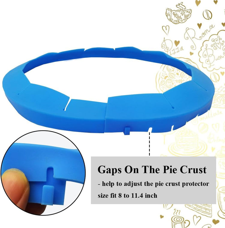 Adjustable Pie Crust Shields, Silicone Baking Protectors, Cover Ring Tools Fits 8-11.4 Inch Pies, Baking Pie Pizza Crust Shield Protector Cover for Edges (Red+Blue+Transparent+Grey)