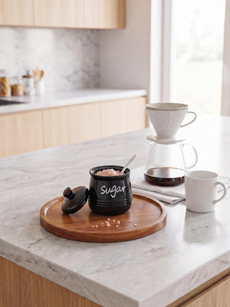 12oz Ceramic Sugar Bowl with Lid and Spoon