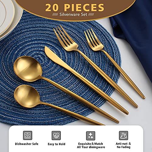 Matte Gold Silverware Set (4 Count)