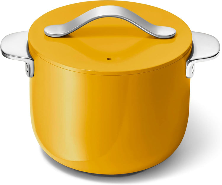 Caraway Petite Cooker - 2 Qt Ceramic Coated Pot - Free From Forever Chemicals - Perfect for Rice, Grains, or Sauces - Marigold - Nestoria