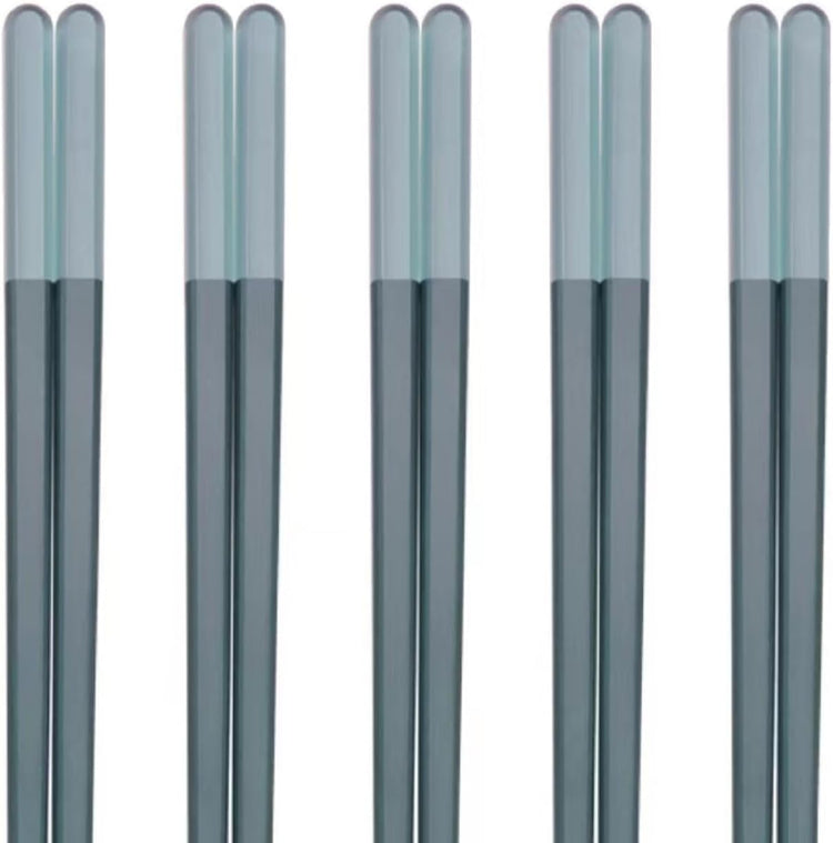 Random Mood Modern Design Chopsticks - Reusable, Dishwasher Safe, Non-Slip Fiberglass, Ice Fog Blue Color, 5 Pairs, 9.5in/24cm, Great for Chinese, Japanese, Korean Cuisine