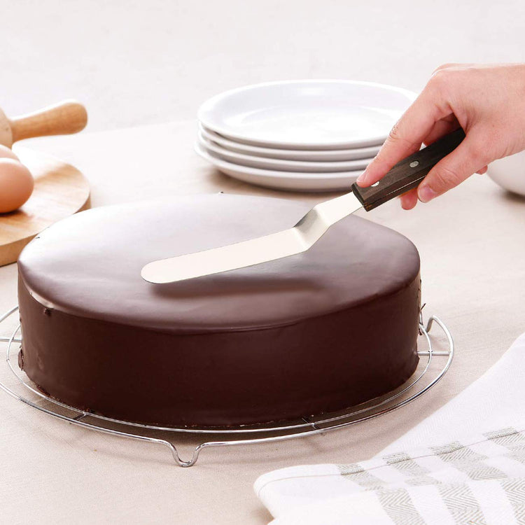 4PCS Offset Cake Icing Spatula Set 4” 6” 8” 10” with Wooden Handle (4 Count)