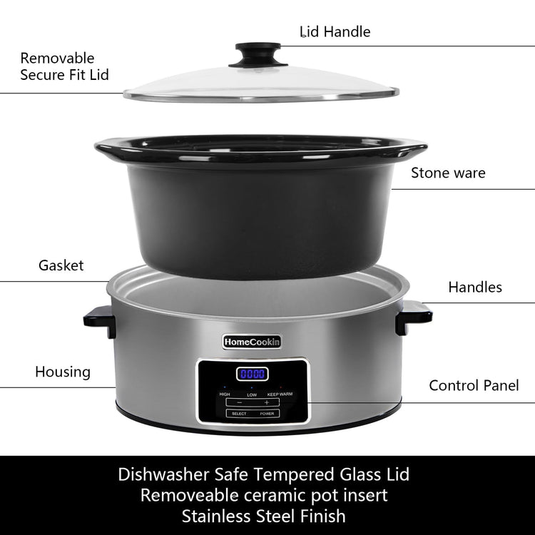 6 Quart Digital Programmable Slow Cooker with Timer