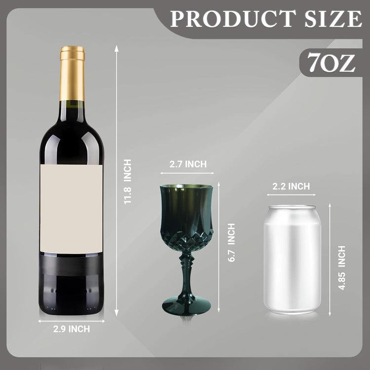 Plastic Wine Glasses,Plastic Goblets Vintage Style Cordial Drinking Glasses for Wedding Reception, Grand Event Party Supplies (12, Black)