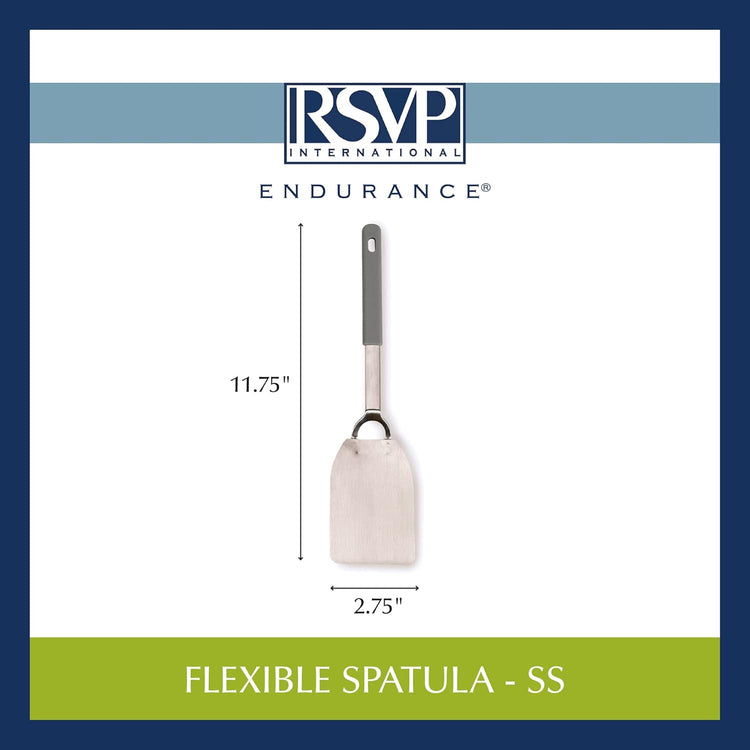 RSVP International Endurance Kitchen Tool Collection Flexible Stainless Steel, Dishwasher Safe, Spatula
