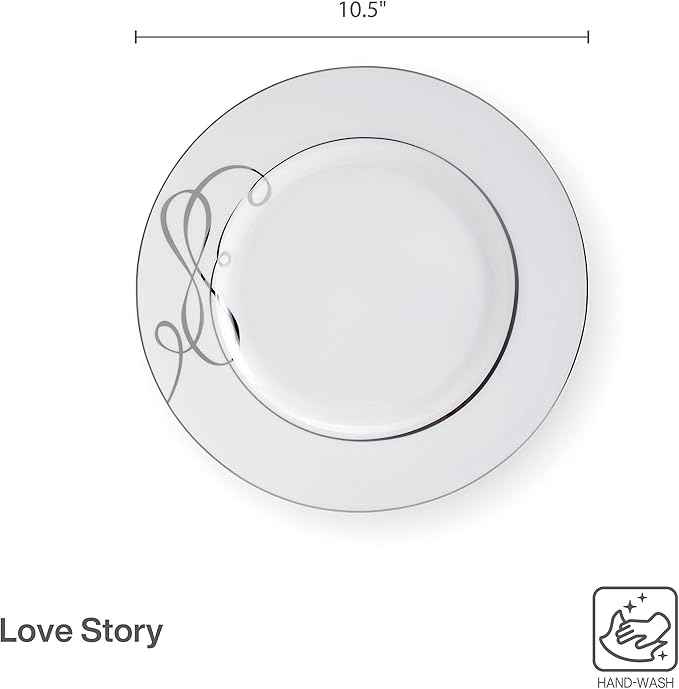 Mikasa Love Story Platinum Banded Dinner Plates, Set of 4