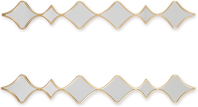 Signature Design by Ashley Harriswood Art Deco Wall Mounted Metal Framed Accent Mirror Set, Set of 2, Metallic