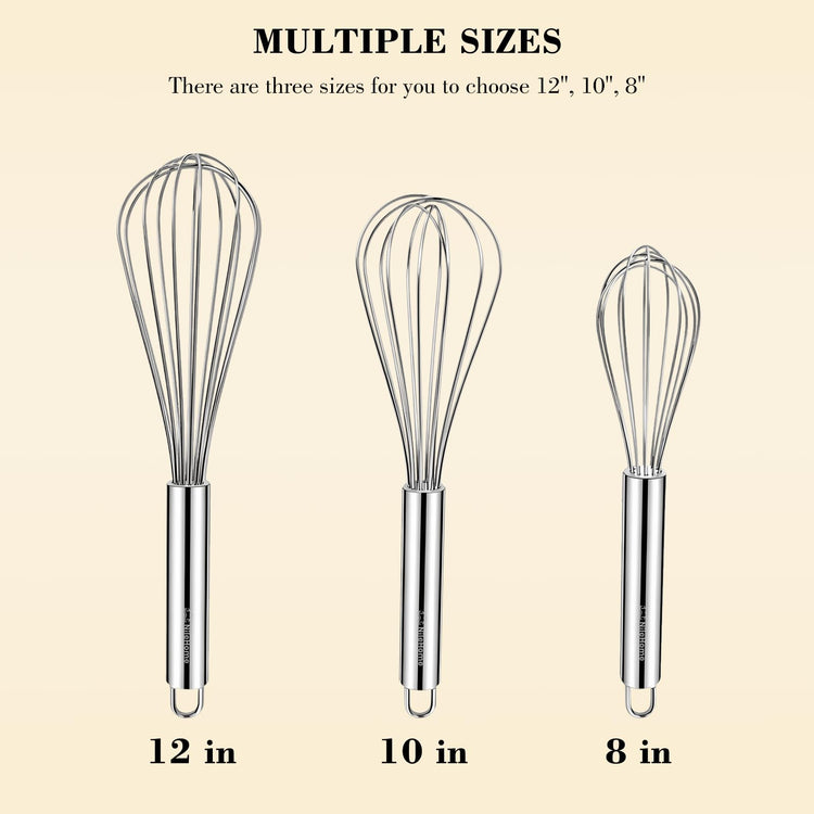 3 Pack Stainless Steel Whisk Set (3 Count)