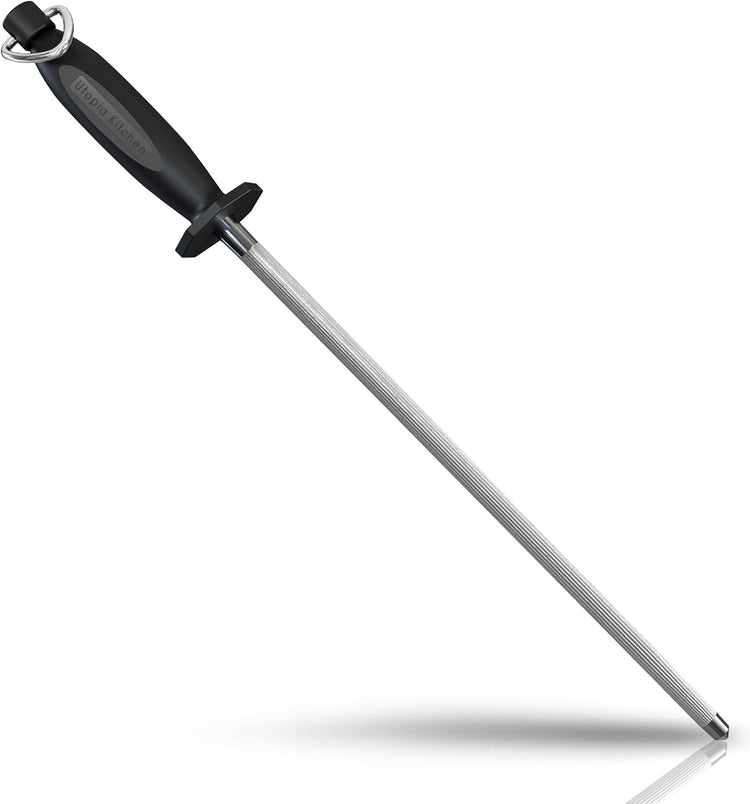 Utopia Kitchen 08 Inch Honing Steel Knife Sharpening Steel Sharpening Rod Black