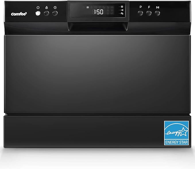 COMFEE’ Countertop Dishwasher, Energy Star Portable Dishwasher, 6 Place Settings, Mini Dishwasher with 8 Washing Programs