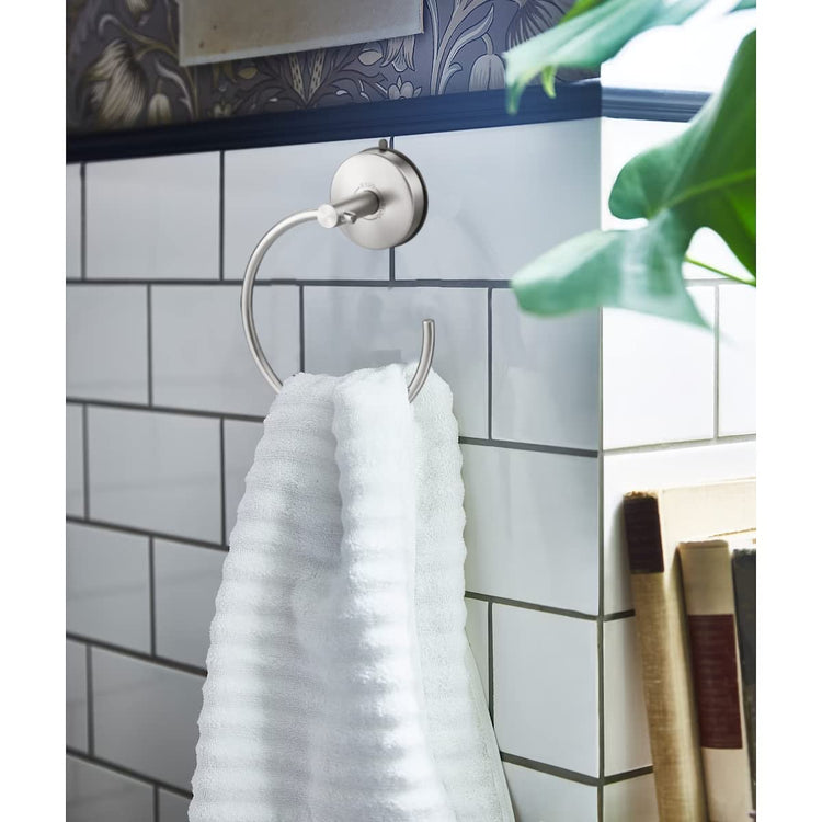 Suction Cup Hand Towel Ring Brushed Nickel Hand Towel Holder for Bathroom Wall SUS 304 Stainless Steel Kitchen Towel Hanger