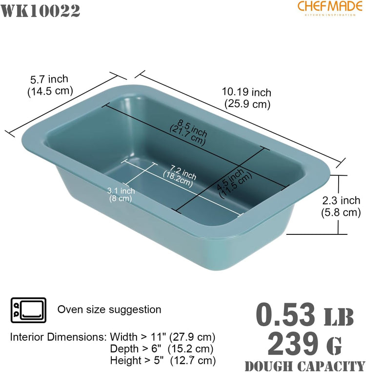 CHEFMADE Bread Loaf Pan, 8.5" x 4.5" Nonstick Meatloaf Pan, Bakeware for Oven Baking,Homemade Bread (Green)