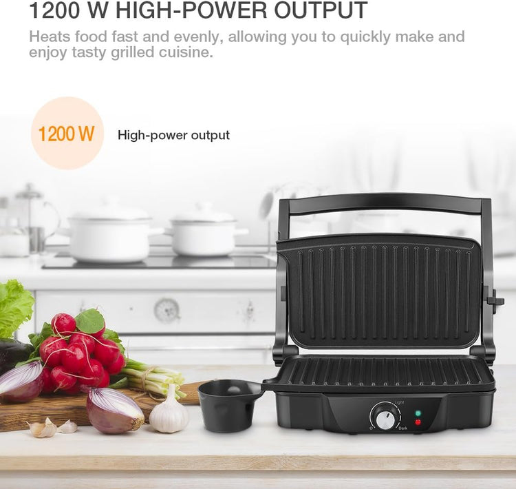 Panini Maker, iSiLER 2 Slice Panini Press Grill, Electric Sandwich Maker Non-Stick Coated Plates, Opens 180 Degrees for Cooking Breakfast Snacks