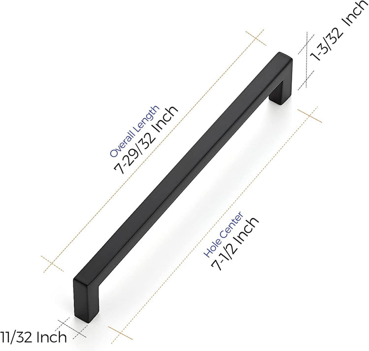 Ravinte 20-Pack Square Drawer Handles, 7-1/2 Inch, Matte Black, Pack of 20