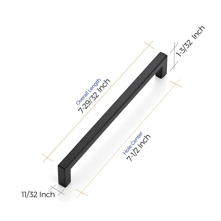 Matte Black Cabinet Handles Solid Cabinet Pulls 7 (20 Count)