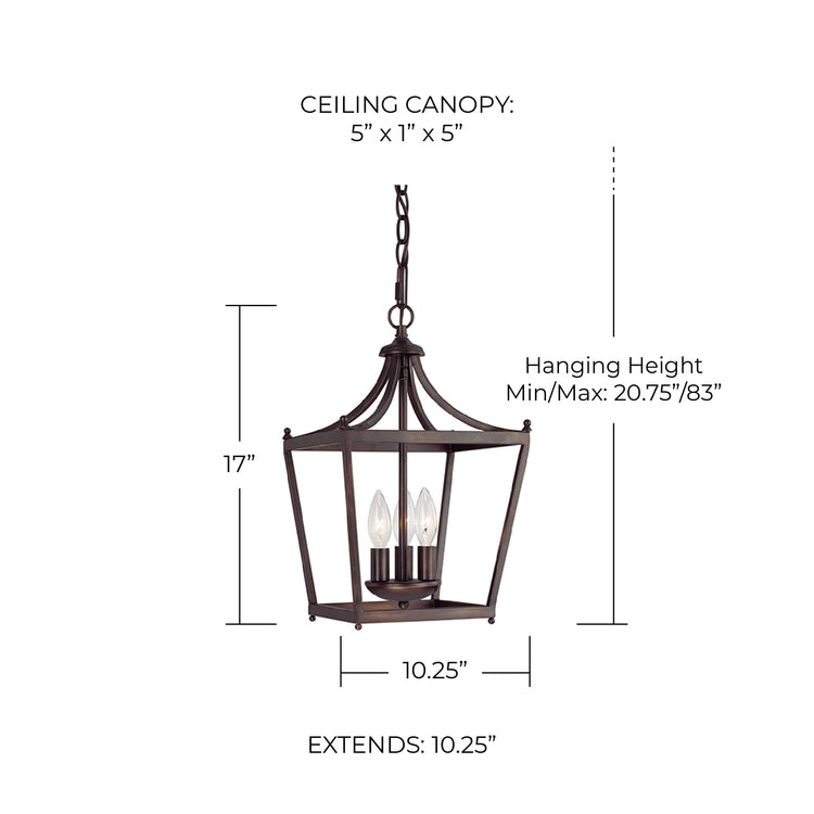 4036BB Stanton Geometric Metal Open Frame Lantern Foyer Pendant