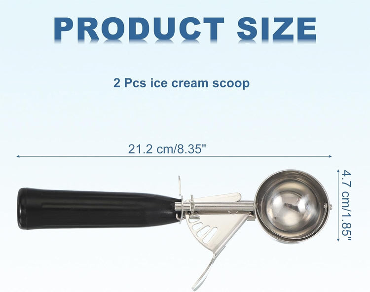 uxcell 2 Pcs Cookie Scoops, Ice Cream Scoop with Trigger for Baking Cookie Dough Rice Pudding Kitchen Gadget, Black