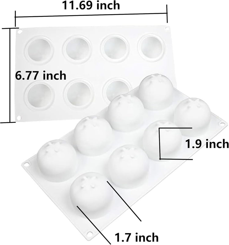 OCPO KITCHEN Orange Silicone Mold for Baking Mousse Cake, Chocolate, Fruit Dessert, Pudding, Jelly, Ice Cream Mould, Cake Decoration Mold, Non-Stick and Easy Release, 3D Orange Shape (8-Cavity)