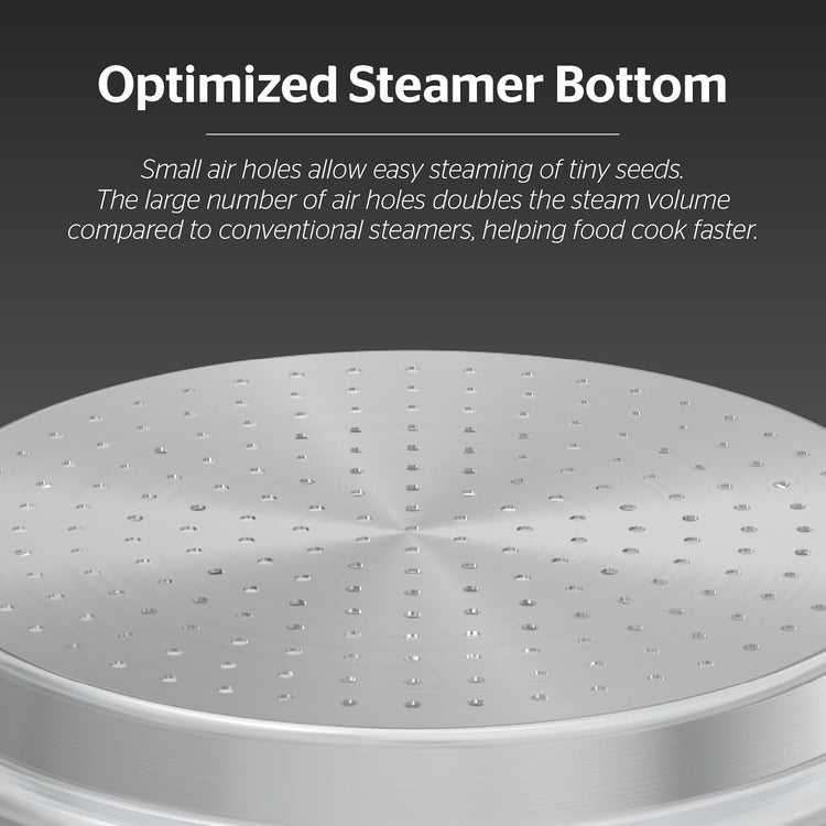 SUNHOUSE 5 Quart Stainless Steel Steamer Insert – Multi-Purpose Soup & Food Steamer with Stay-Cool Handles & Heavy-Duty Glass Lid – Fits Various Pot Sizes (8", 9", 9.5")