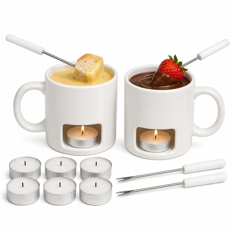 2 Pack Ceramic Fondue Cheese Mugs (2 Count)