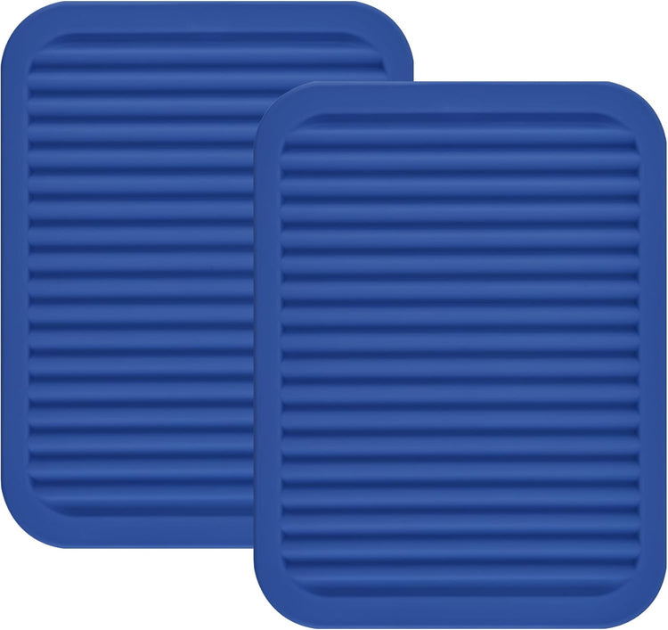 Silicone Trivets for Hot Pots&Pans-Trivet Mat-Hot Pads for Kitchen-Versatile Trivets for Hot Dishes-Heat Resistant Mats for Counter&Table, Pot Holders Drying Mat (9x12) Pack 2 Navy