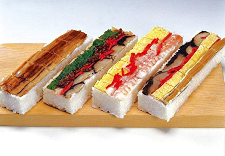 JapanBargain, Wooden Oshizushi Press Mold 8.5" x 2.75", Rectangular Pine Sushi Mold Box, Japanese Oshizushihako Sushi Press Maker, 3-Piece Detachable Design