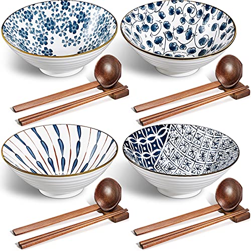 40oz Ceramic Japanese Ramen Bowls Set of 4 (Classic)