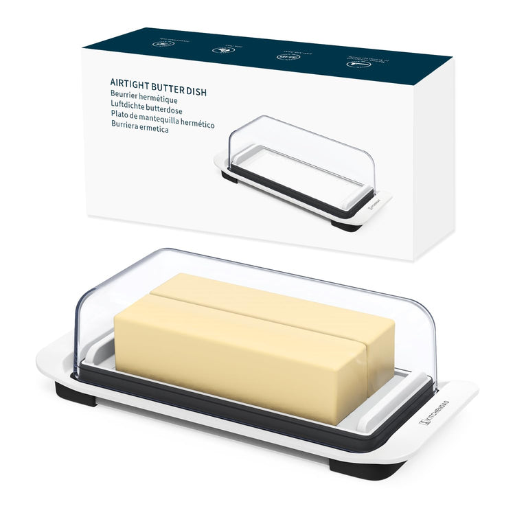 Large Airtight Butter Dish with Lid for Countertop and Fridge